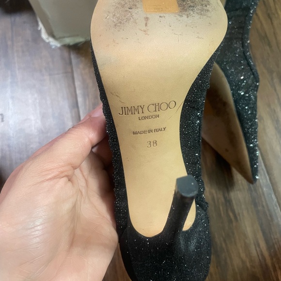 Jimmy Choo black glitter mesh love 38 - Picture 8 of 8